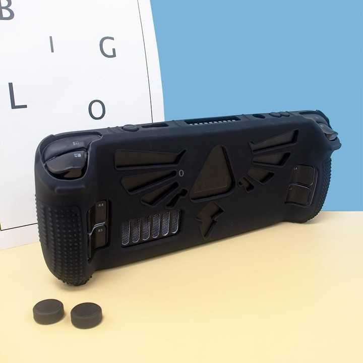 For Steam Deck V V4-1 Pocket Consoles Silicone Non-slip Protective Case with Holder Function(Black)