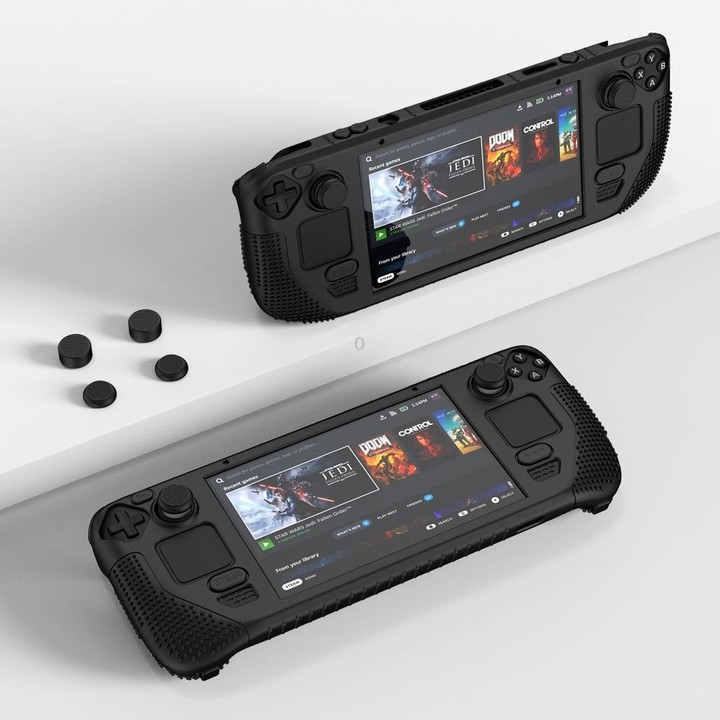 For Steam Deck V V4-1 Pocket Consoles Silicone Non-slip Protective Case with Holder Function(Red)