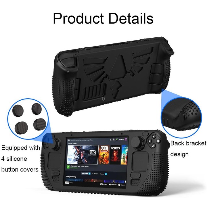 For Steam Deck V V4-1 Pocket Consoles Silicone Non-slip Protective Case with Holder Function(Red)