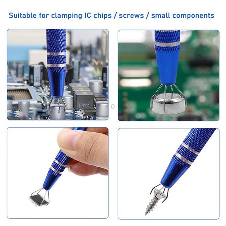2pcs IC Chip Picker Electronic Component Parts Picker Capacitor IC Grabber Clips(Blue)