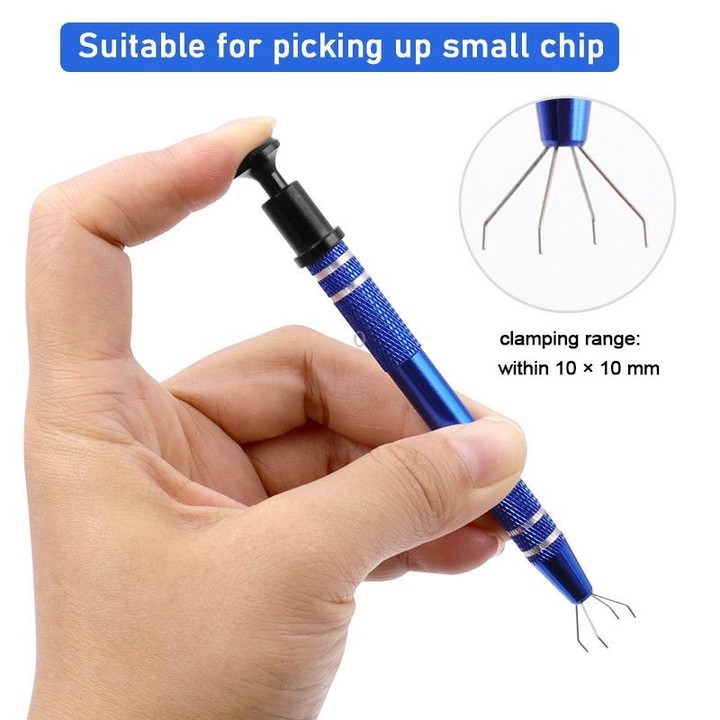 2pcs IC Chip Picker Electronic Component Parts Picker Capacitor IC Grabber Clips(Silver)