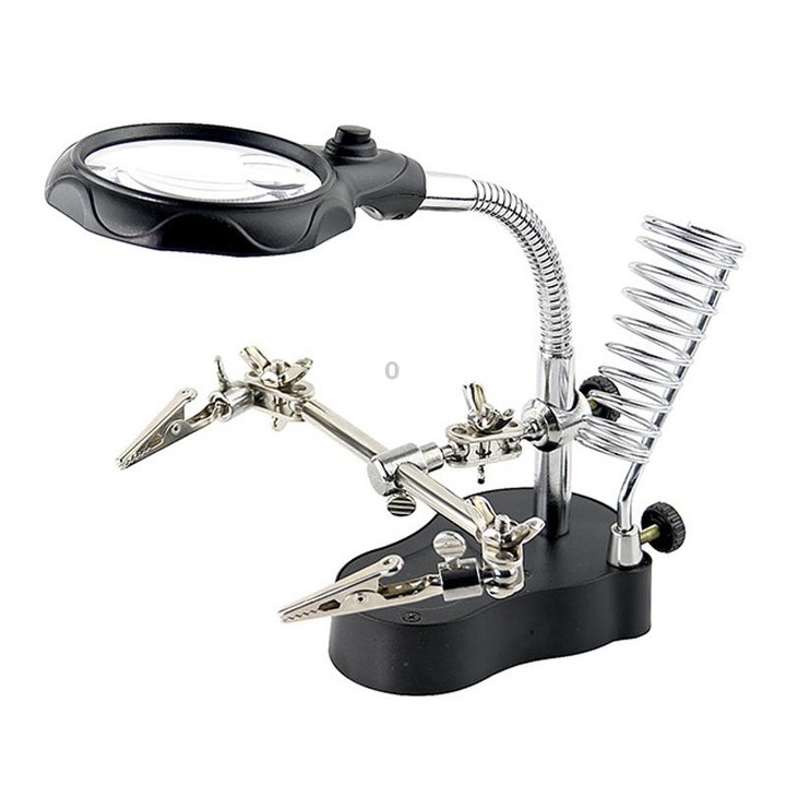 16126-A 3.5X/12X LED Light Stand Type Watch Repair Magnifier With Auxiliary Clip
