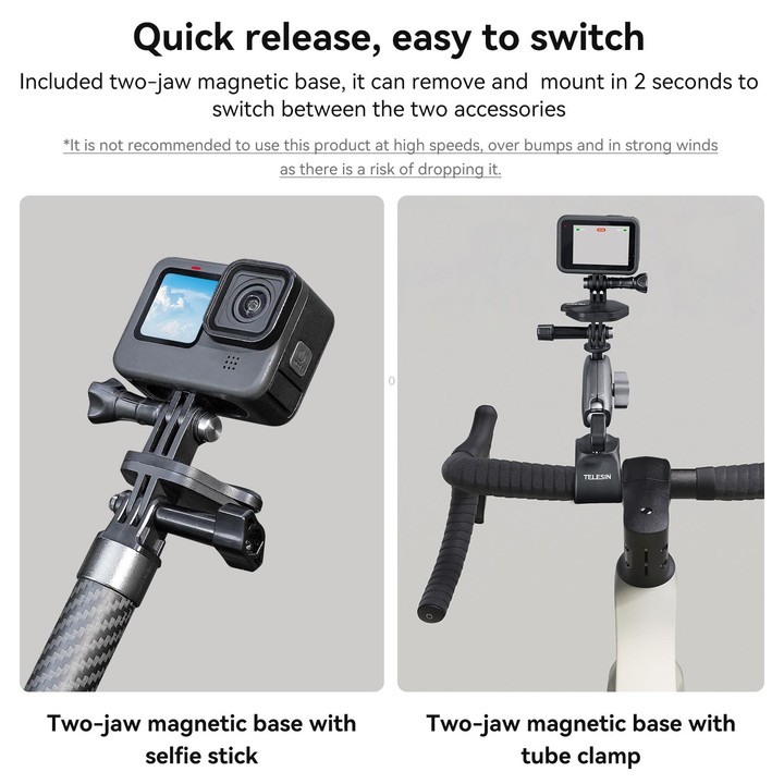TELESIN Magnetic Action Camera Quick Release Bracket Mount,Spec: Extended Suit