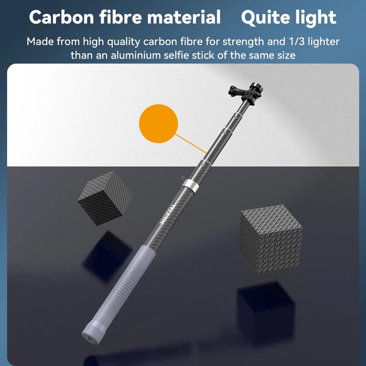 TELESIN 1.2m Carbon Fiber Monopod Selfie Stick With 1/4 Screw For DJI, Insta360, GoPro and Other Action Cameras