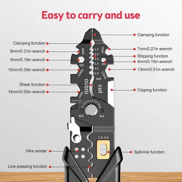 25 In 1 Electrician Multipurpose Wire Stripper(Black)
