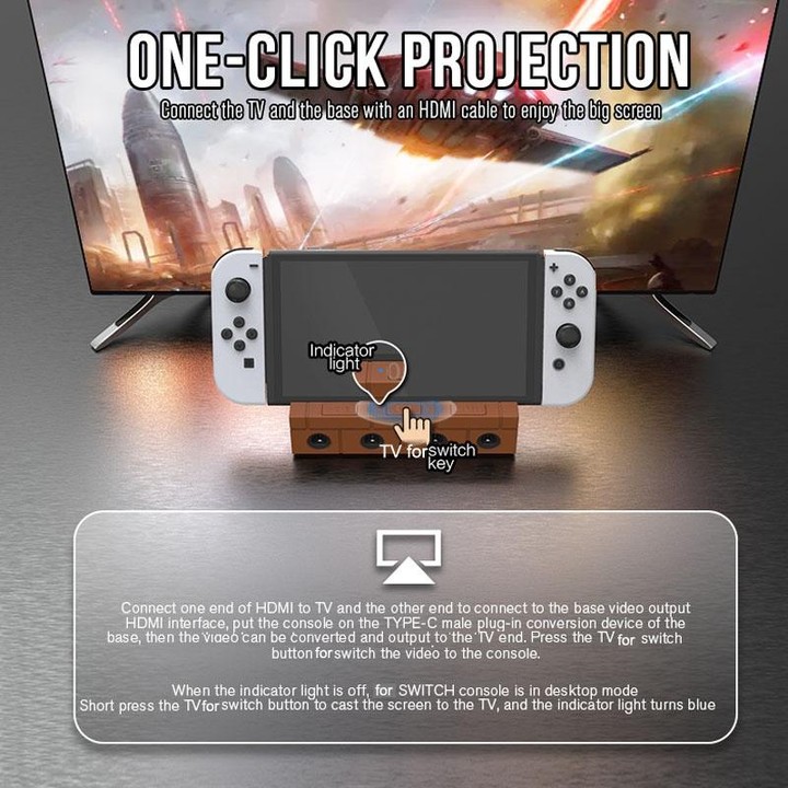 For Nintendo Switch / Switch OLED / NGC SW450 Handle Converter Multi-Function Charging Base Screener(Brown)