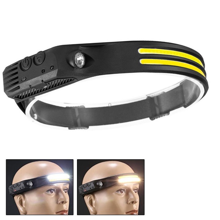 W689-2 White+Warm Light USB Rechargeable Motion Sensor Headlamp COB Outdoor Fishing Flashlight