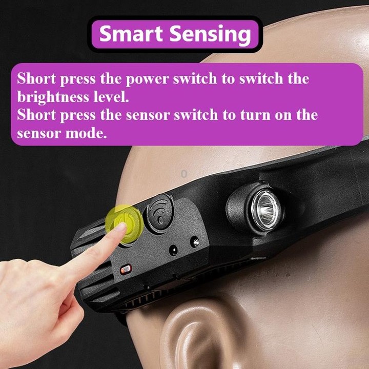W689-2 White+Warm Light USB Rechargeable Motion Sensor Headlamp COB Outdoor Fishing Flashlight