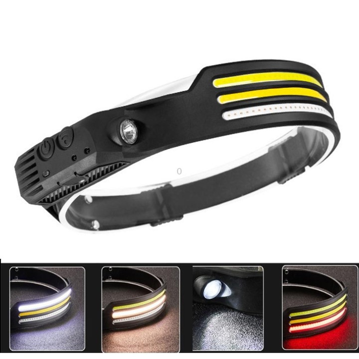 W689-3 Red White Warm USB Rechargeable Motion Sensor Headlamp COB Outdoor Fishing Flashlight