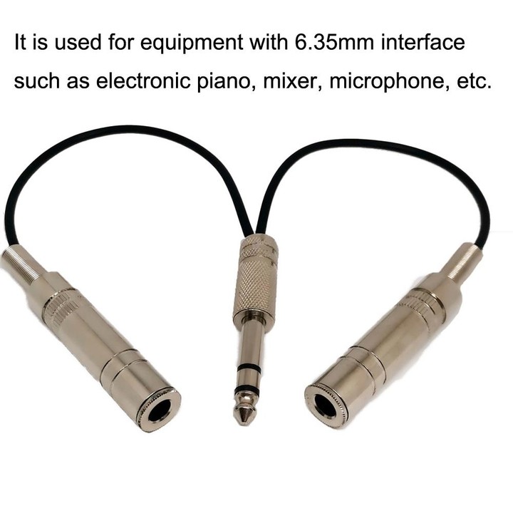 6.35mm Male To 2 Female Single Channel Noise Reduction Shielded Bass Electric Guitar Cable Musical Instrument Accessories(0.2m)