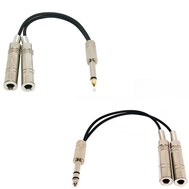 6.35mm Male To 2 Female Single Channel Noise Reduction Shielded Bass Electric Guitar Cable Musical Instrument Accessories(0.2m)