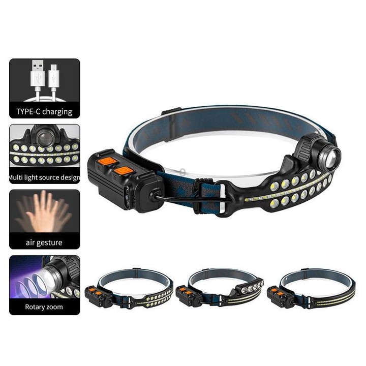 W690-2 XPG+COB Induction Headlight Type-C Rechargeable Head Lamp