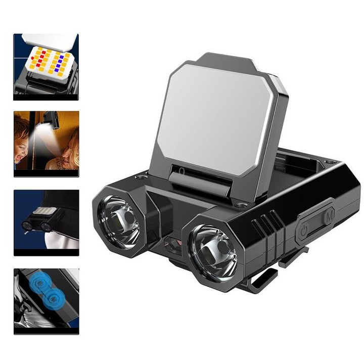HW-888 XPE+2835 LED Multi-light Source Induction Headlamp Clip on Hat Light(Black)