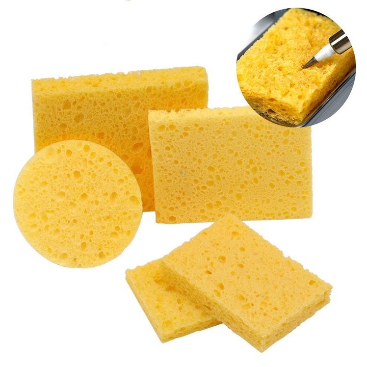 10pcs Soldering Iron Tin Remover Cleaning Cotton Wood Pulp Sponge,Spec: Thin Square 6x6cm