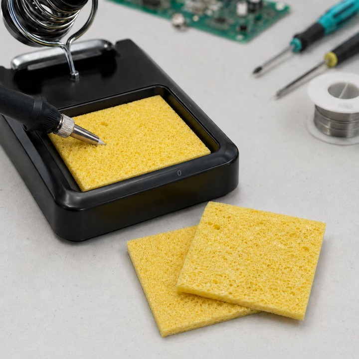 10pcs Soldering Iron Tin Remover Cleaning Cotton Wood Pulp Sponge,Spec: Thin Square 6x6cm