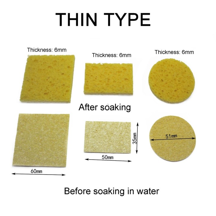 10pcs Soldering Iron Tin Remover Cleaning Cotton Wood Pulp Sponge,Spec: Thin Round 5.1cm