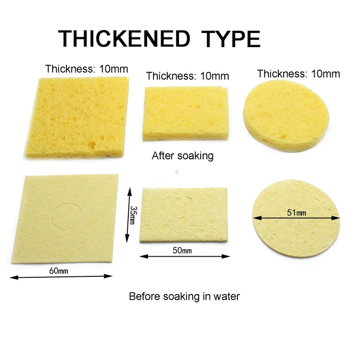 10pcs Soldering Iron Tin Remover Cleaning Cotton Wood Pulp Sponge,Spec: Thickened Round 5.1cm