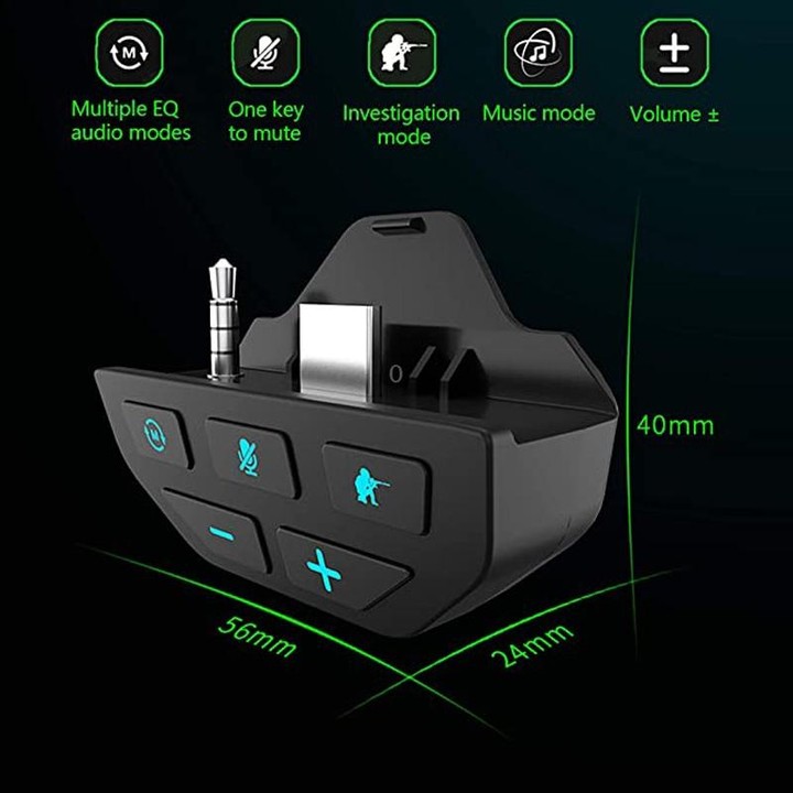 For Microsoft XBOX One S / X / Elite HS-XO193A Gamepad Sound Enhancer 3.5mm Converter Headphone Adapter(Black)