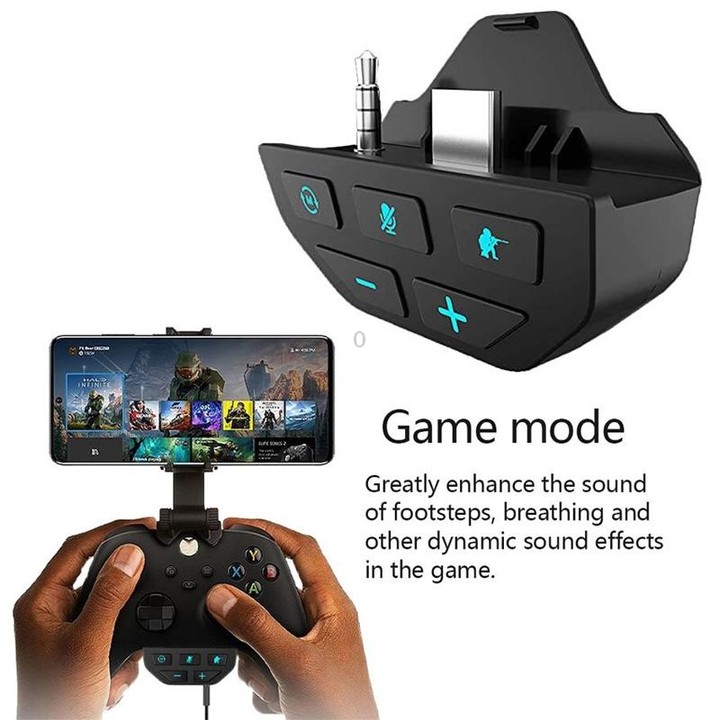 For Microsoft XBOX One S / X / Elite HS-XO193A Gamepad Sound Enhancer 3.5mm Converter Headphone Adapter(Black)
