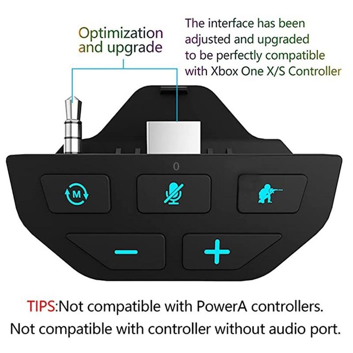 For Microsoft XBOX One S / X / Elite HS-XO193A Gamepad Sound Enhancer 3.5mm Converter Headphone Adapter(Black)