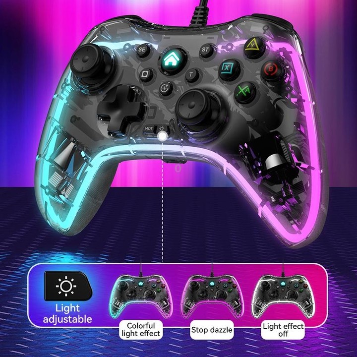 S03 Glare Transparent Wired Gamepad for Nintendo Switch/Sony PS/Computer(White)