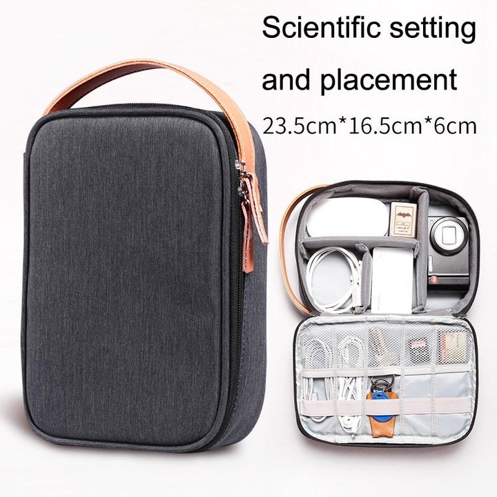 Power Data Cable Storage Bag Digital Mobile Hard Disk Protective Cover , Size: Large (Blue)