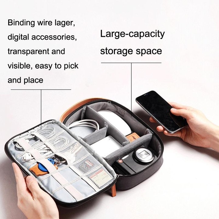 Power Data Cable Storage Bag Digital Mobile Hard Disk Protective Cover , Size: Large (Blue)