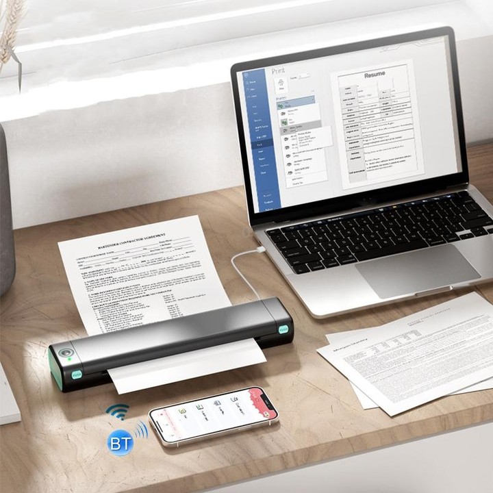 M08F Bluetooth Wireless Handheld Portable Thermal Printer(Silver A4 Version)