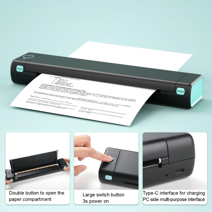 M08F Bluetooth Wireless Handheld Portable Thermal Printer(White Green Letter Version)