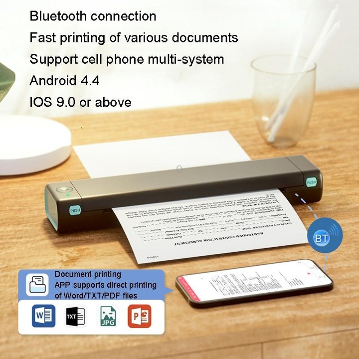 M08F Bluetooth Wireless Handheld Portable Thermal Printer(White Orange Tattoo Version)
