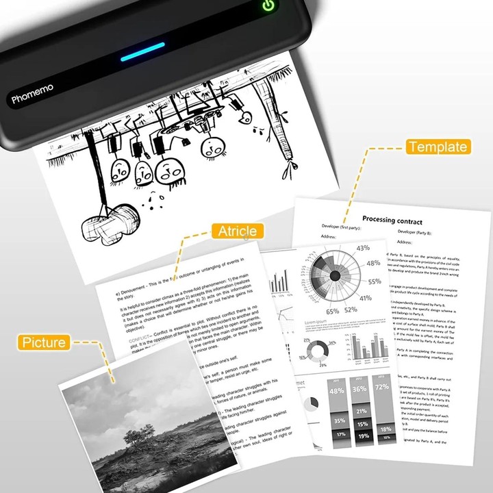 Phomemo M832 300dpi Wireless Thermal Portable Printer, Size: A4 Version(Black)