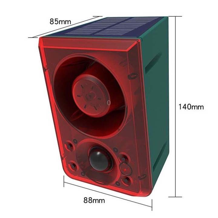 N911N Solar Alarm Infrared Sensor Sound And Light Blast Warning Light Animal Repeller(English Version)