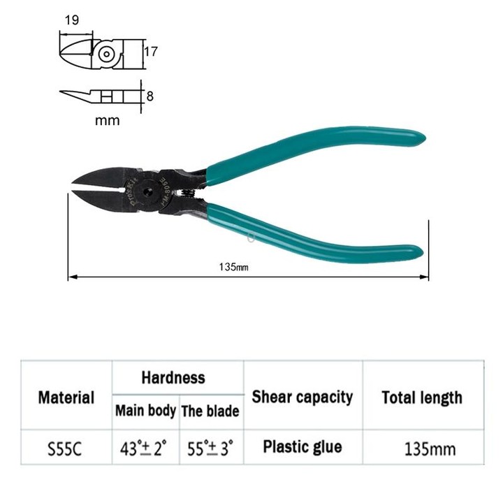 ProsKit PM-805E Thin Knife Water Nose Pliers 5 Inch Angled Nose Pliers(Green)