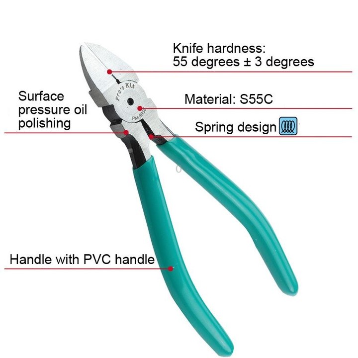 ProsKit PM-805E Thin Knife Water Nose Pliers 5 Inch Angled Nose Pliers(Green)