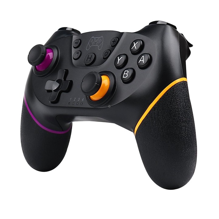 For Nintendo Switch Pro Wireless Bluetooth Handle with Macro Programming & Somatosensory Wake-up(Purple Orange)