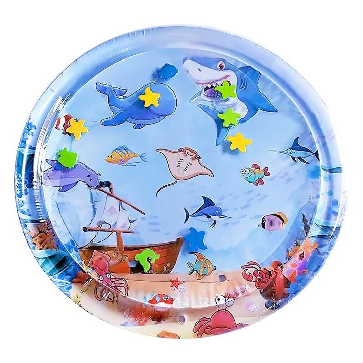 93cm Baby Kids Water Play Mat Inflatable PVC Shark Water Pad(Round)