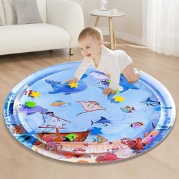 93cm Baby Kids Water Play Mat Inflatable PVC Shark Water Pad(Round)