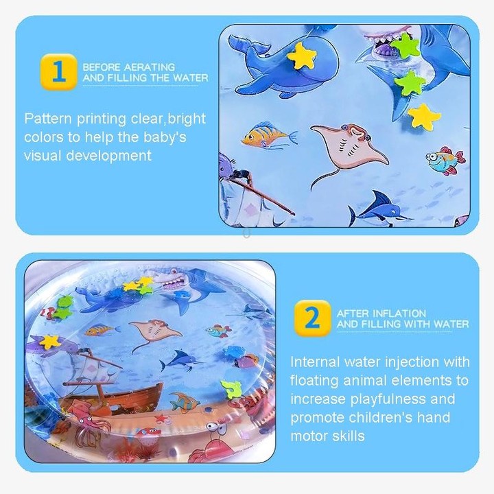 93cm Baby Kids Water Play Mat Inflatable PVC Shark Water Pad(Round)
