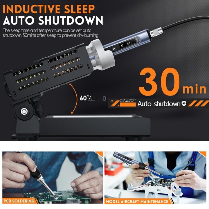 FNIRSI HS-01 Smart Soldering Iron Digital Display Portable Mini Soldering Station(Blue KR)