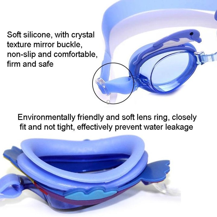 Cartoon Children Swimming Goggles Baby Waterproof Anti-fog High-definition Swimming Goggles(Lake Blue Fish)
