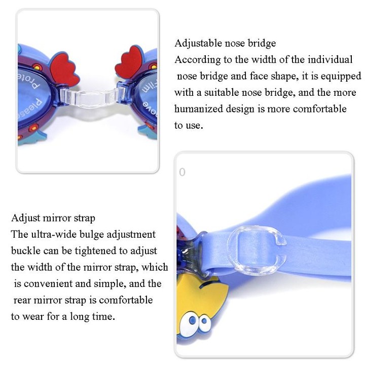 Cartoon Children Swimming Goggles Baby Waterproof Anti-fog High-definition Swimming Goggles(Orange Crab)