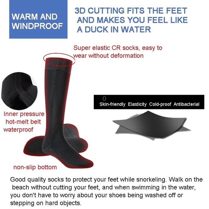 3mm Diving Socks Swimming Warm Deep Diving Waterproof Long Tube Beach Socks, Size: XS