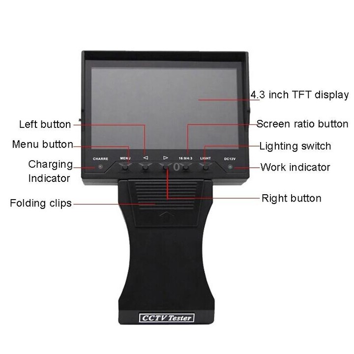 JSK-4300B 4.3 inch Handheld 12V Output Network Cable Monitoring Tester(With US Plug Power Adapter)
