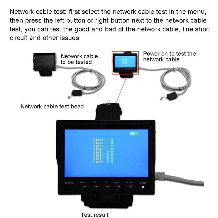 JSK-4300B 4.3 inch Handheld 12V Output Network Cable Monitoring Tester(With US Plug Power Adapter)