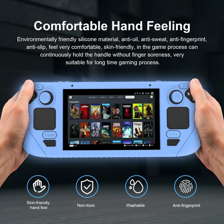 For Steam Deck Game Controller Soft Silicone Protective Cover Case With 4pcs Key Cap(Black)