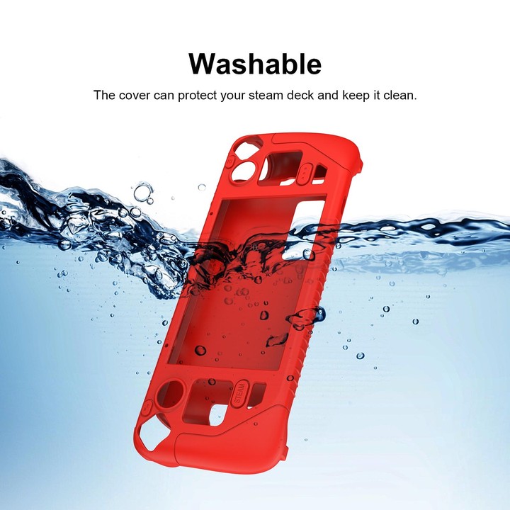 For Steam Deck Game Controller Soft Silicone Protective Cover Case With 4pcs Key Cap(Red)