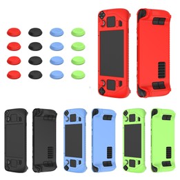 For Steam Deck Game Controller Soft Silicone Protective Cover Case With 4pcs Key Cap(Red)