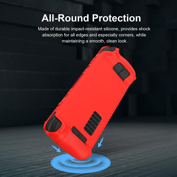 For Steam Deck Game Controller Soft Silicone Protective Cover Case With 4pcs Key Cap(Red)