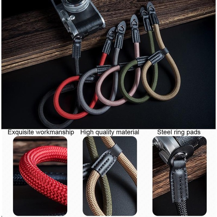 Climbing Rope Camera Wrist Strap SLR Camera Wear-resistant Bracelet(Rose Gold)