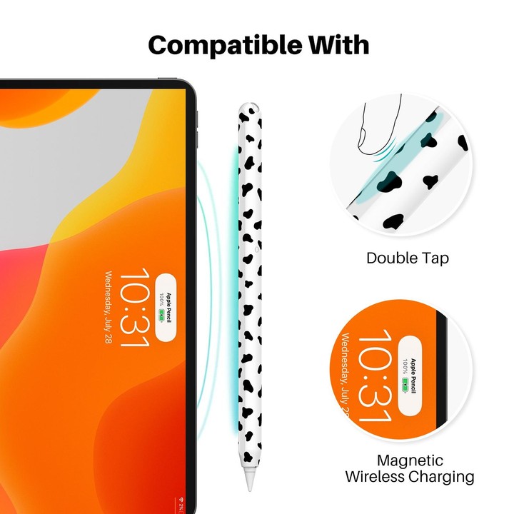 For Apple Pencil 2 AhaStyle PT65CW Silicone Pen Case Milk Cow Patterned Stylus Case(Yellow)